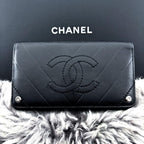 Chanel Wallet Coco Stitch Chevron Embossed