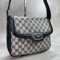 Gucci GG Shoulder Bag Navy Beige Logo Leather