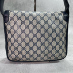 Gucci GG Shoulder Bag Navy Beige Logo Leather — view 3