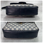 Gucci GG Shoulder Bag Navy Beige Logo Leather — view 8