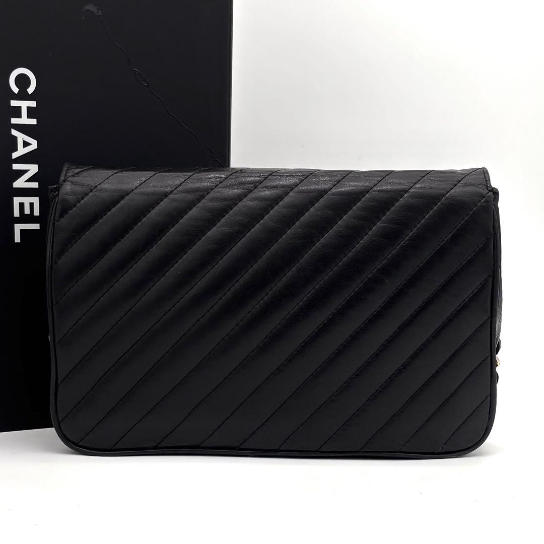 Chanel Mademoiselle Chain Shoulder Bag Black Leather Gold — view 2