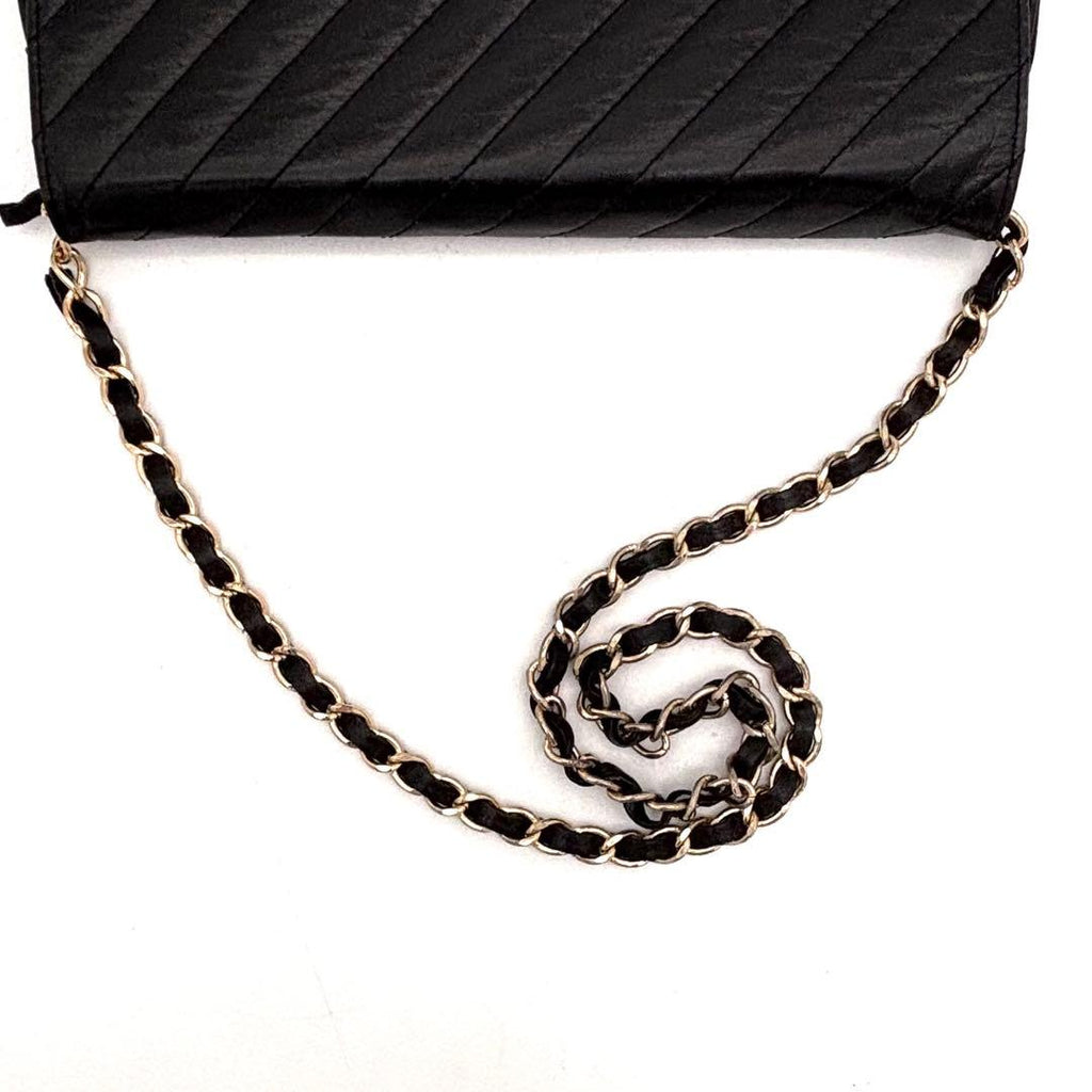 Chanel Mademoiselle Chain Shoulder Bag Black Leather Gold — view 5