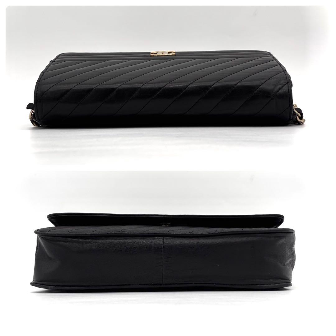 Chanel Mademoiselle Chain Shoulder Bag Black Leather Gold — view 7