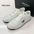 Prada Downtown Triangle Logo Leather Sneakers White