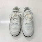 Prada Downtown Triangle Logo Leather Sneakers White — view 2