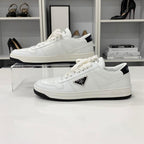 Prada Downtown Triangle Logo Leather Sneakers White — view 3