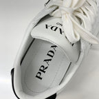Prada Downtown Triangle Logo Leather Sneakers White — view 7
