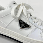 Prada Downtown Triangle Logo Leather Sneakers White — view 9