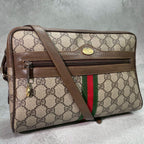 Gucci GG Sherry Line Shoulder Bag Brown Leather