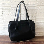 Celine Leather Triomphe Logo Hand Bag Gold Black — view 2