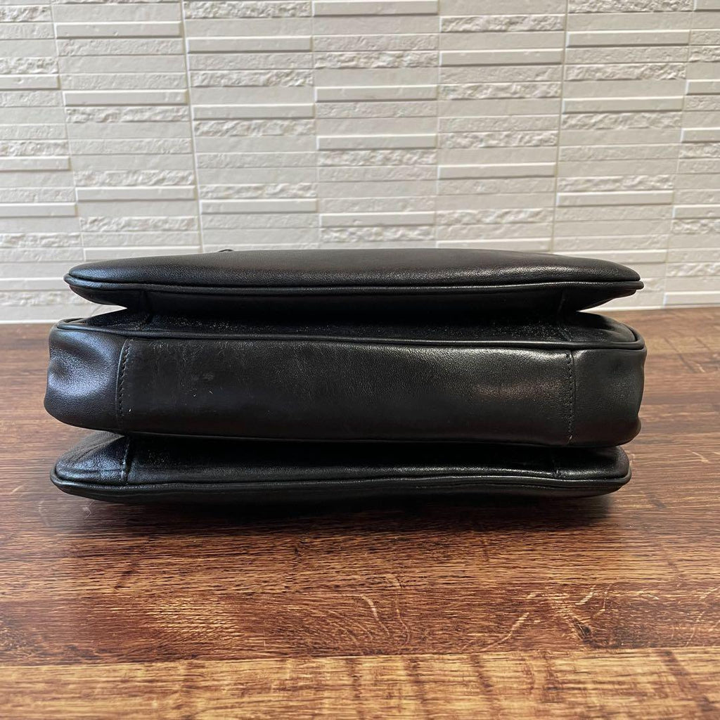 Celine Leather Triomphe Logo Hand Bag Gold Black — view 4