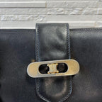 Celine Leather Triomphe Logo Hand Bag Gold Black — view 9