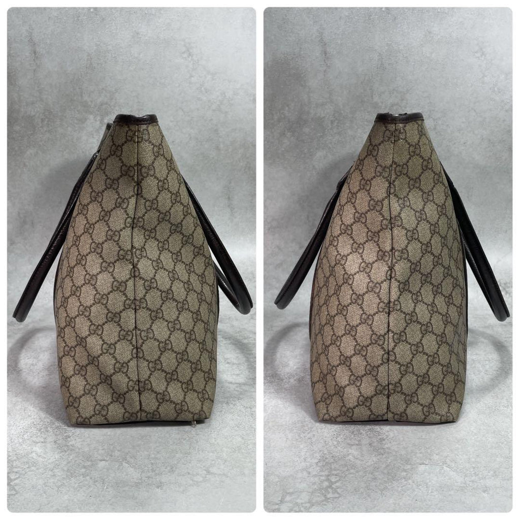 Gucci GG Tote Bag Brown Beige Leather Logo — view 7