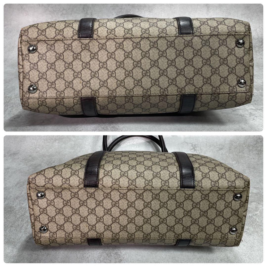 Gucci GG Tote Bag Brown Beige Leather Logo — view 8