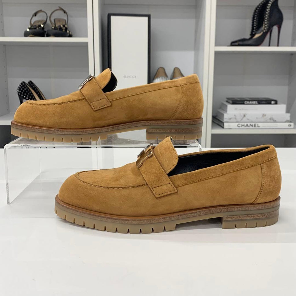 Hermes Faubourg Suede Hhardware Loafers Brown — view 3