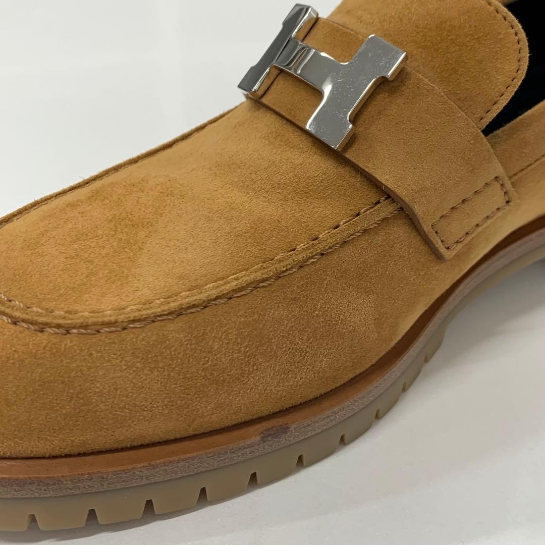 Hermes Faubourg Suede Hhardware Loafers Brown — view 9