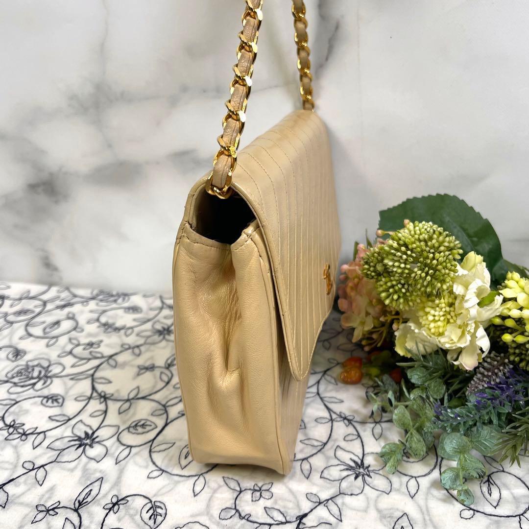 Chanel Vintage Chain Shoulder Beige — view 7