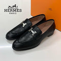 Hermes Paris Leather Loafers Black
