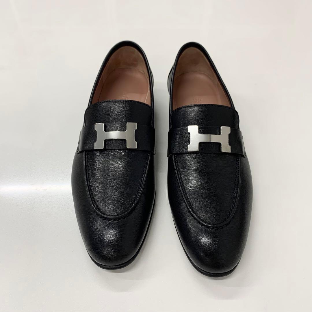 Hermes Paris Leather Loafers Black — view 2
