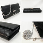 Chanel Long Wallet Half Coco Leather Black Chain — view 3