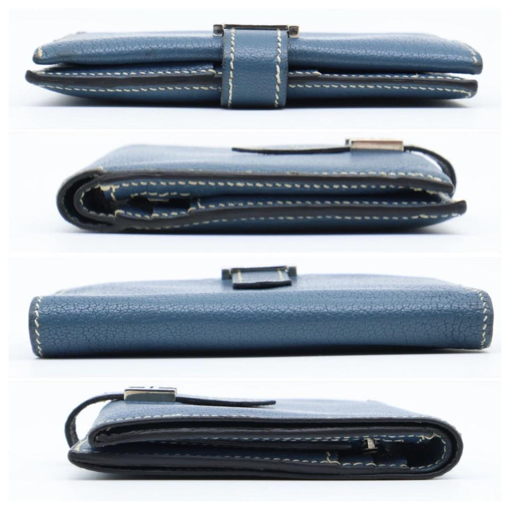 Hermes Bearn Compact Chevre Bifold Wallet Blue — view 9