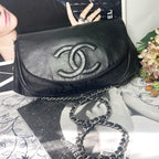 Chanel Half Moon Chain Shoulder Bag Black