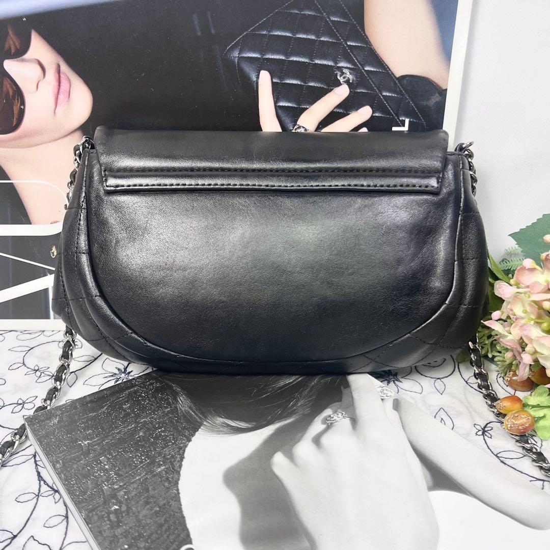 Chanel Half Moon Chain Shoulder Bag Black — view 3