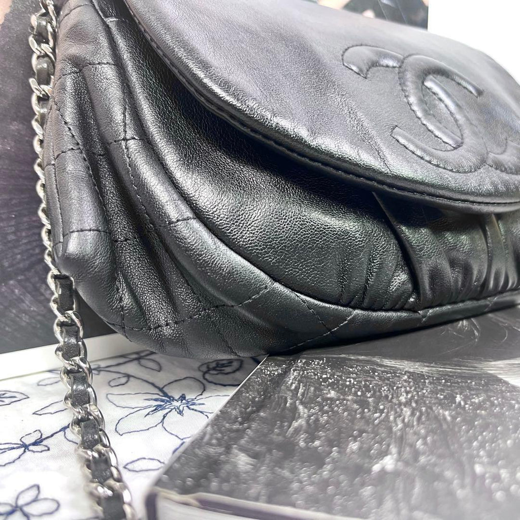 Chanel Half Moon Chain Shoulder Bag Black — view 4