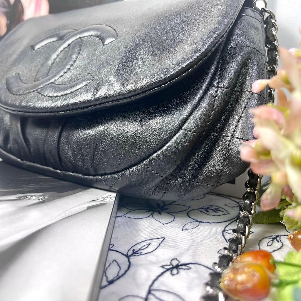 Chanel Half Moon Chain Shoulder Bag Black — view 5