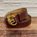 Gucci GG Guccissima Buckle Belt Gold Leather Bordeaux