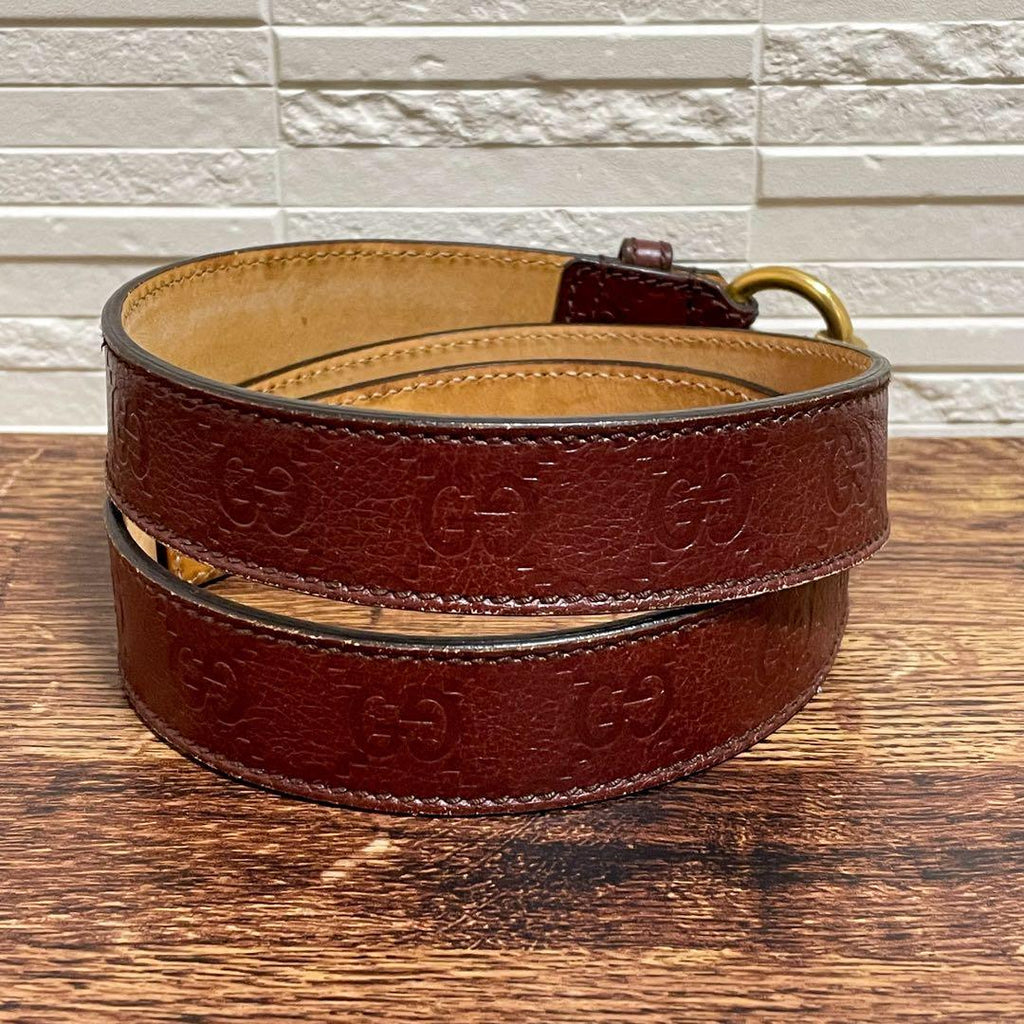 Gucci GG Guccissima Buckle Belt Gold Leather Bordeaux — view 2
