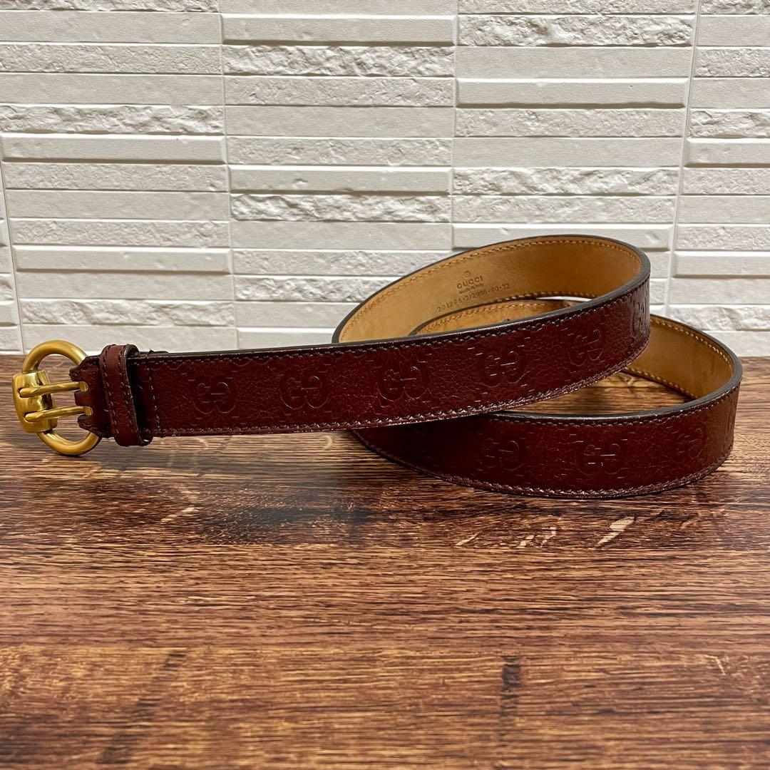 Gucci GG Guccissima Buckle Belt Gold Leather Bordeaux — view 3