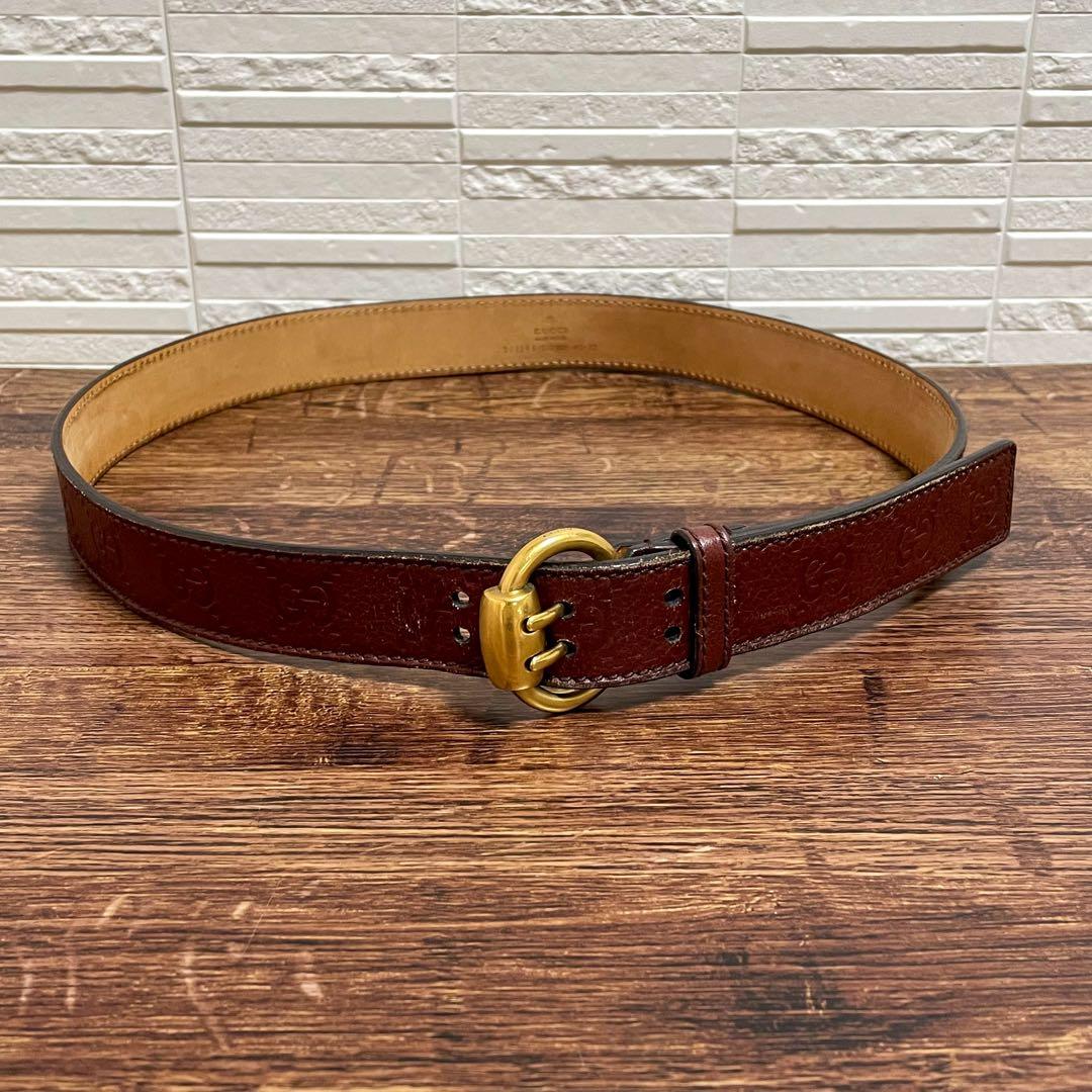 Gucci GG Guccissima Buckle Belt Gold Leather Bordeaux — view 5