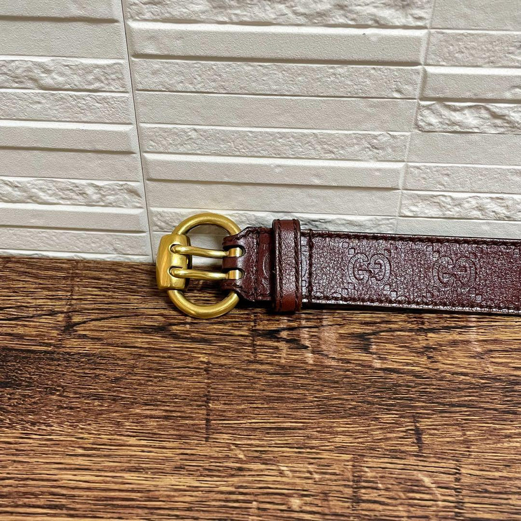 Gucci GG Guccissima Buckle Belt Gold Leather Bordeaux — view 7