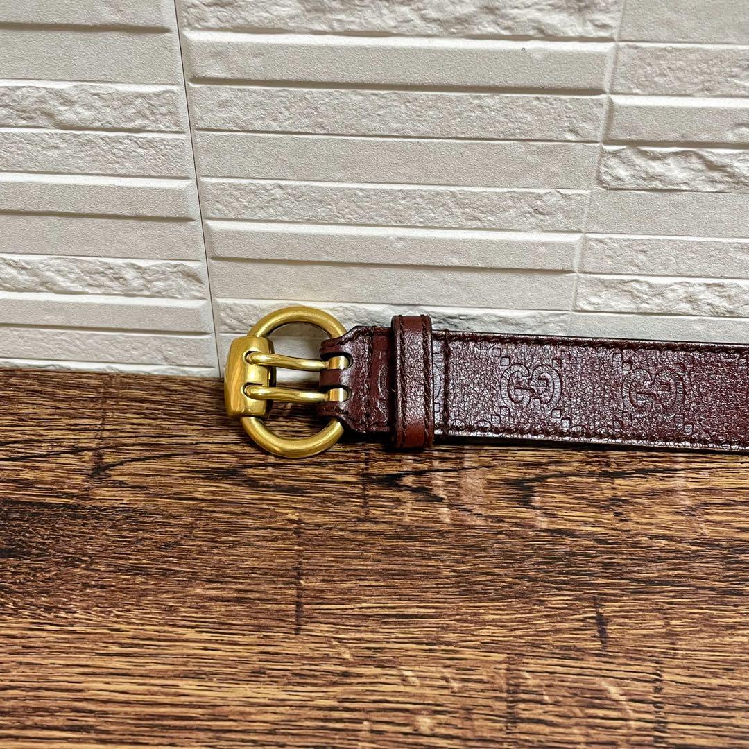 Gucci GG Guccissima Buckle Belt Gold Leather Bordeaux — view 7