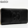 Gucci Jumbo GG Embossed Zip Around Wallet Black