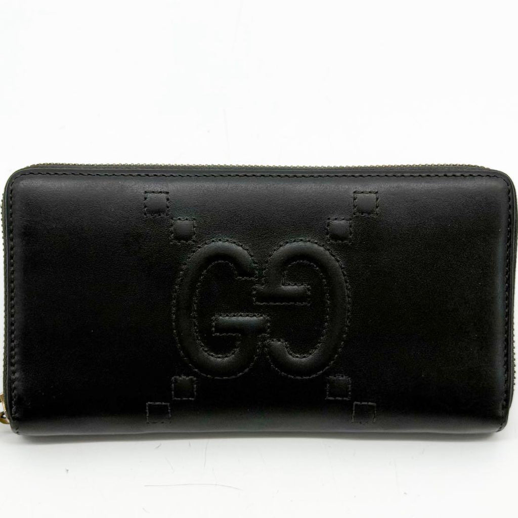 Gucci Jumbo GG Embossed Zip Around Wallet Black — view 2