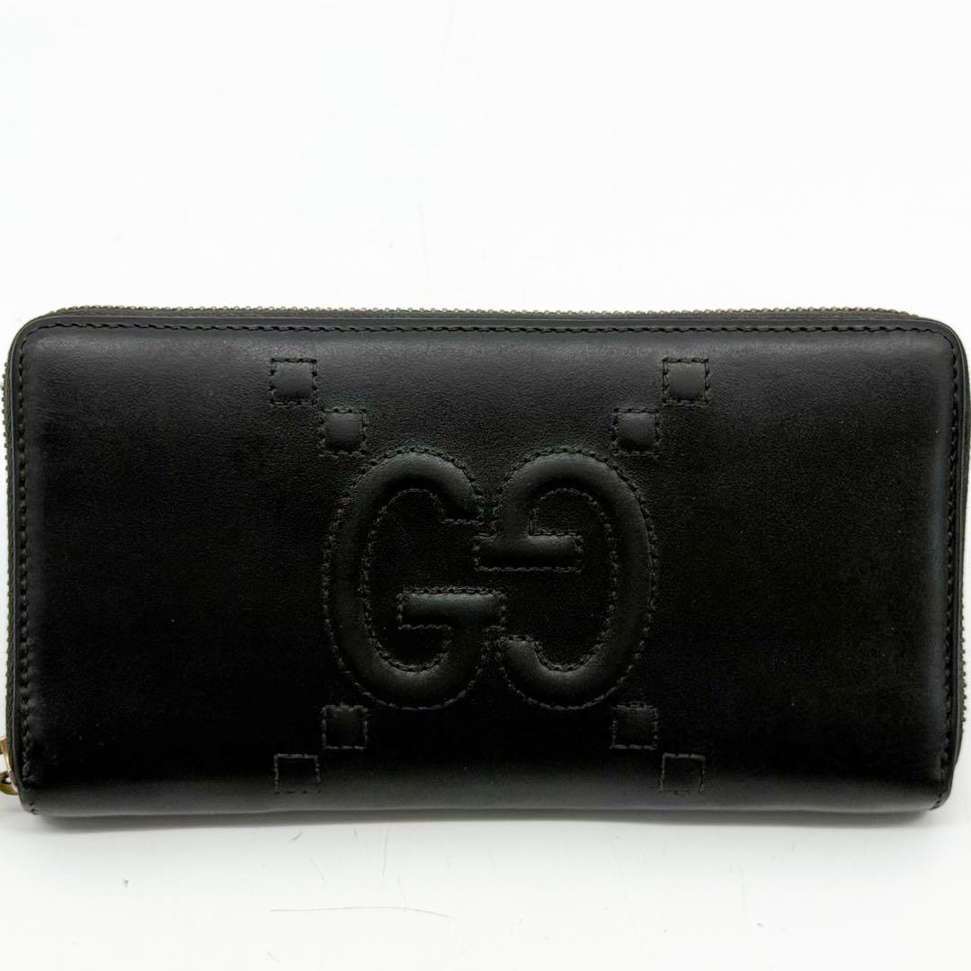 Gucci Jumbo GG Embossed Zip Around Wallet Black — view 2