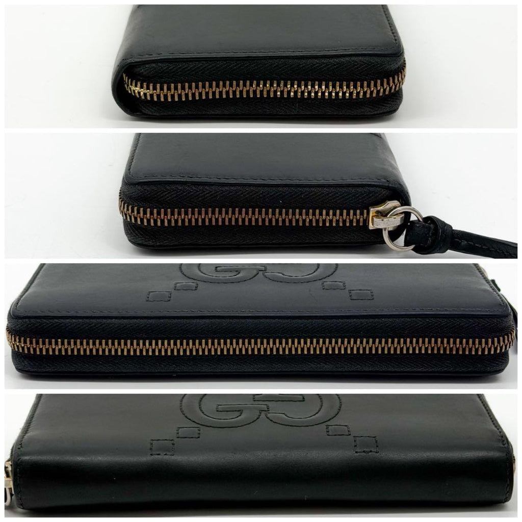 Gucci Jumbo GG Embossed Zip Around Wallet Black — view 4