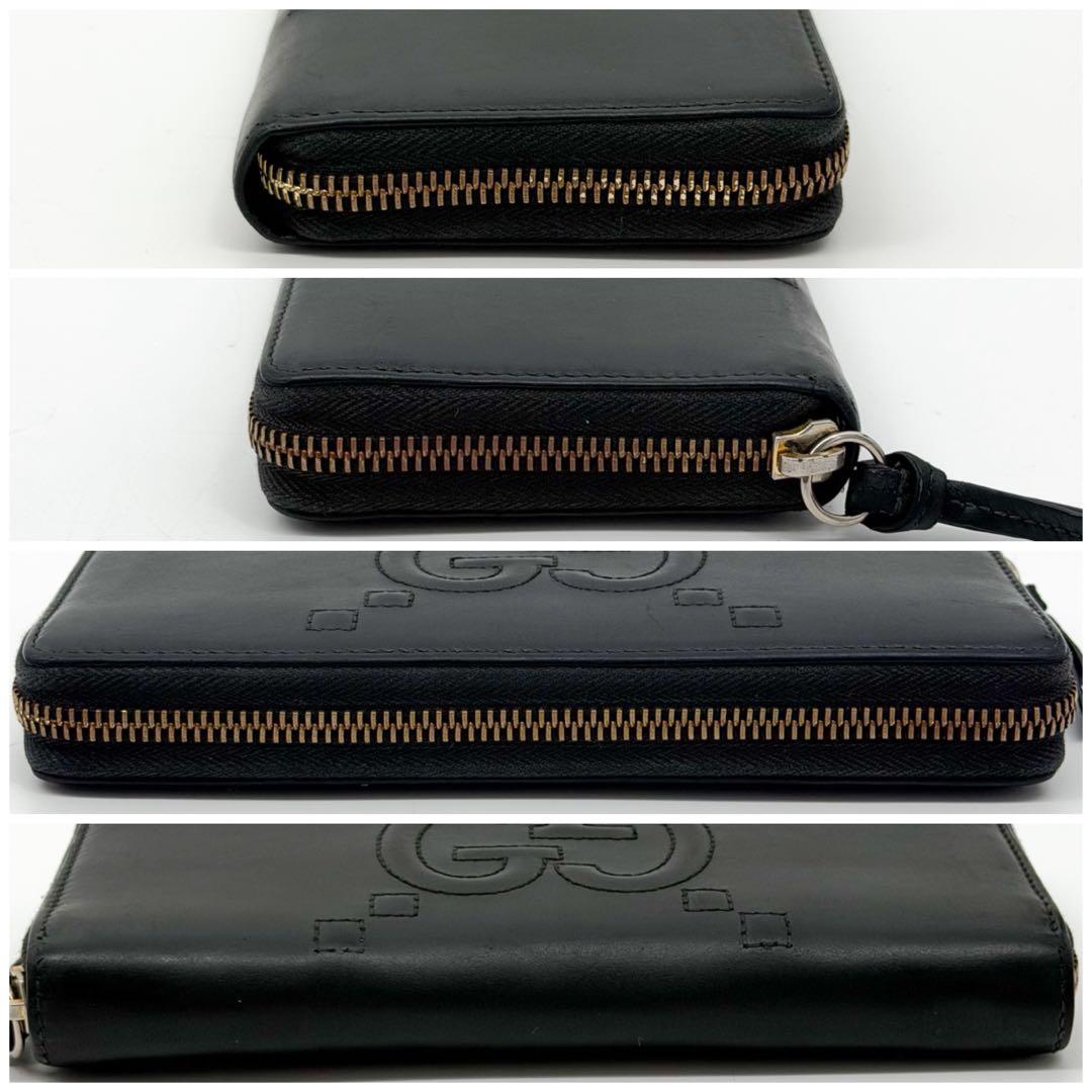 Gucci Jumbo GG Embossed Zip Around Wallet Black — view 4