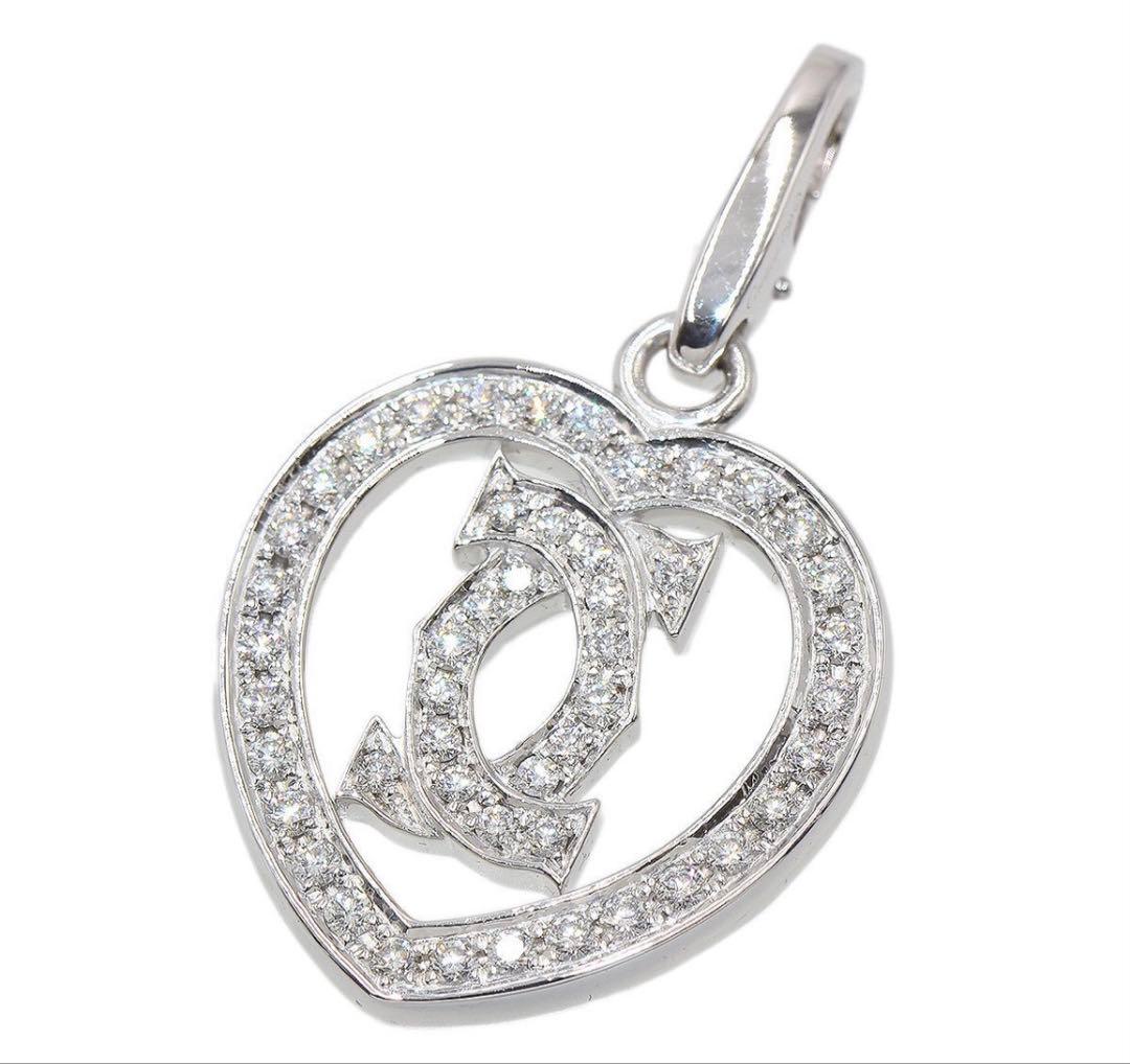 Cartier 18K White Gold Diamond 2C Necklace Top