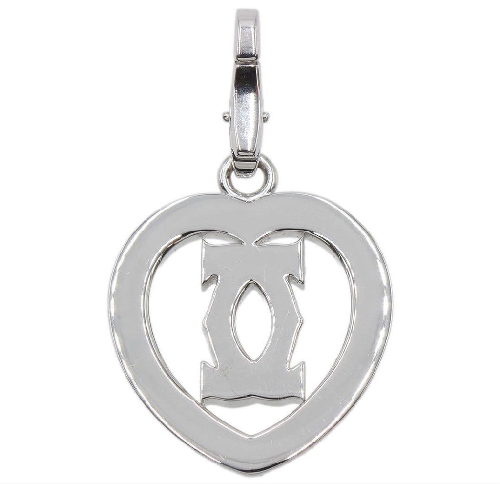 Cartier 18K White Gold Diamond 2C Necklace Top