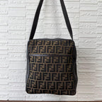 Fendi Canvas Leather Zucca Pattern Shoulder Bag Brown — view 3
