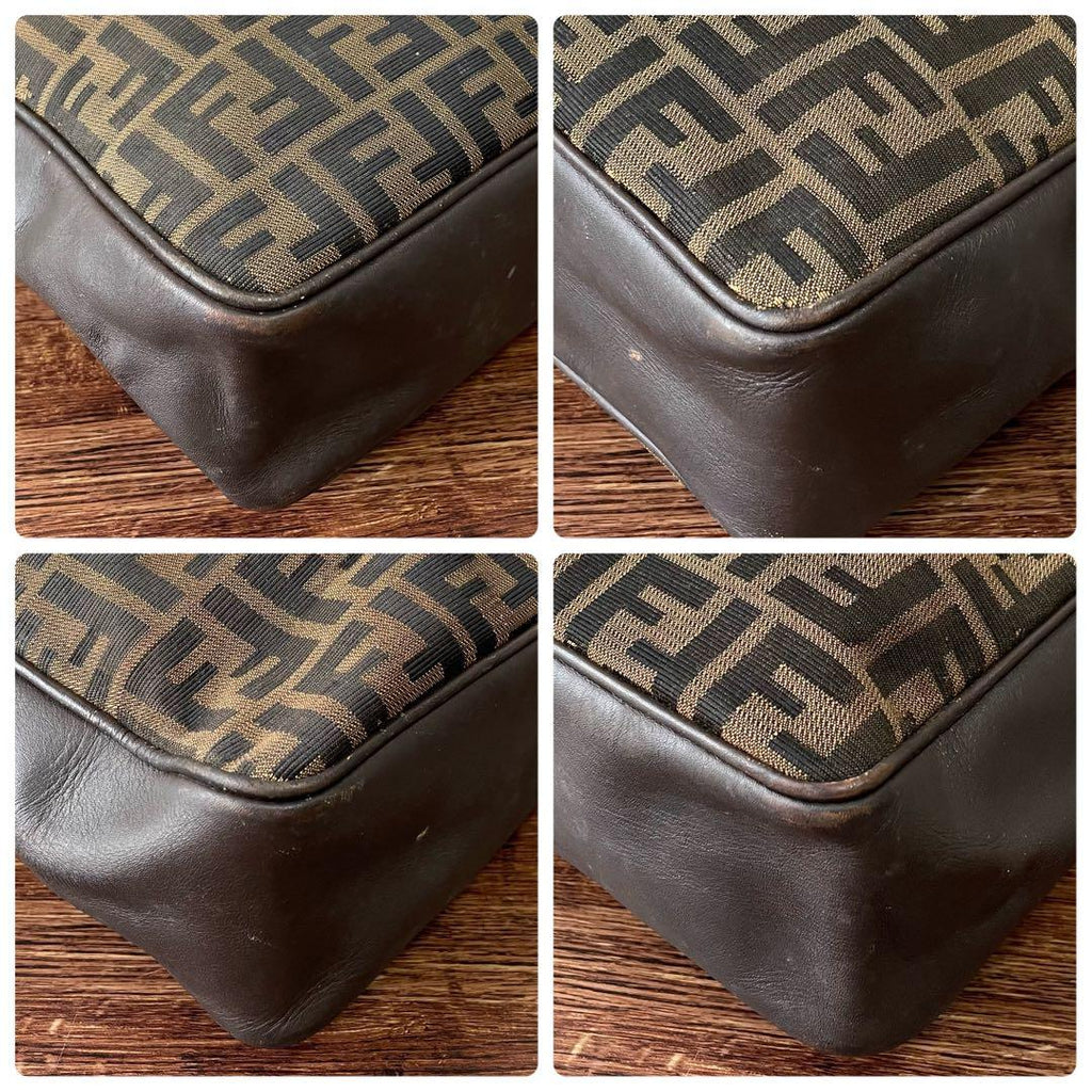 Fendi Canvas Leather Zucca Pattern Shoulder Bag Brown — view 6