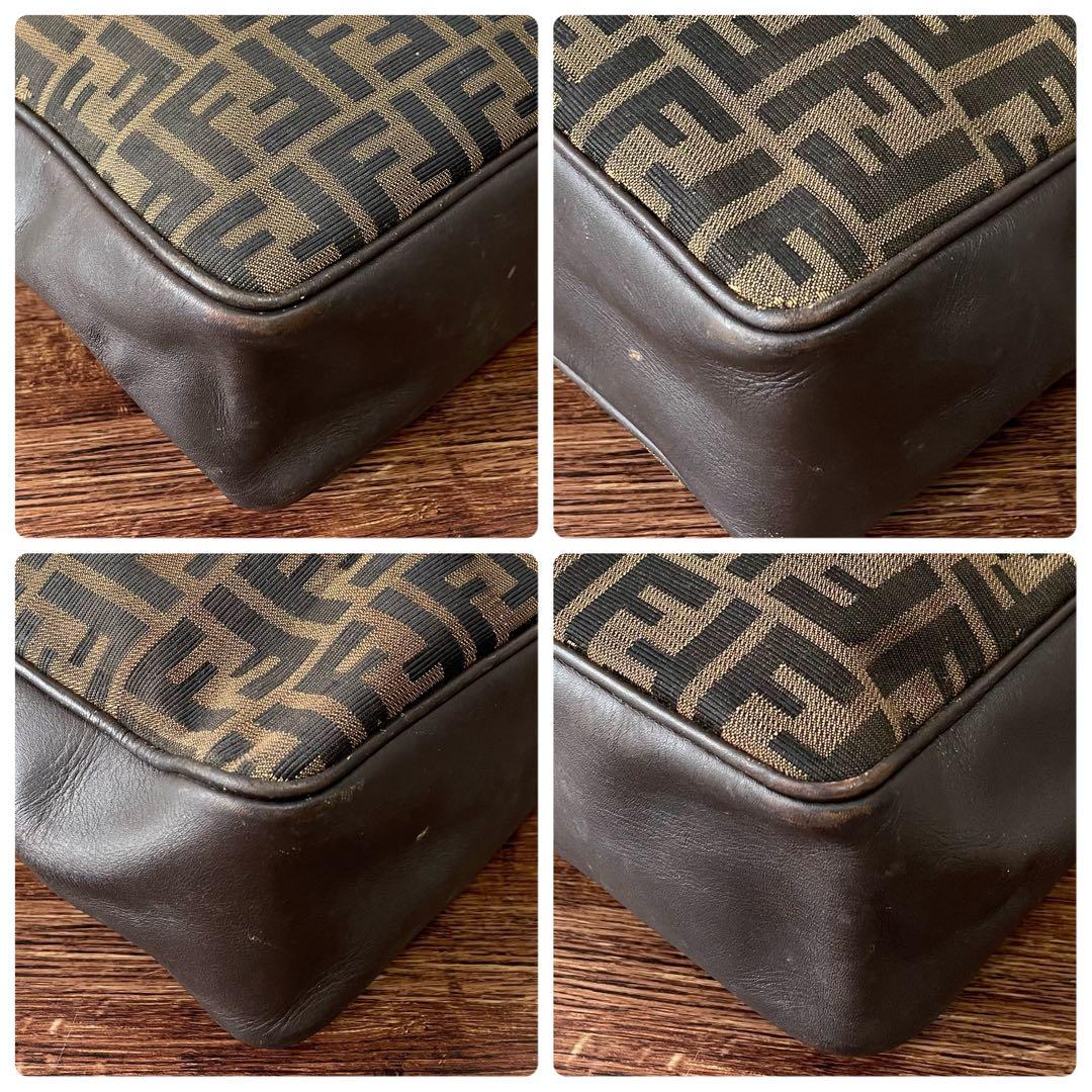 Fendi Canvas Leather Zucca Pattern Shoulder Bag Brown — view 6