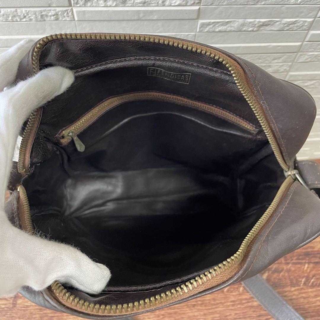 Fendi Canvas Leather Zucca Pattern Shoulder Bag Brown — view 8