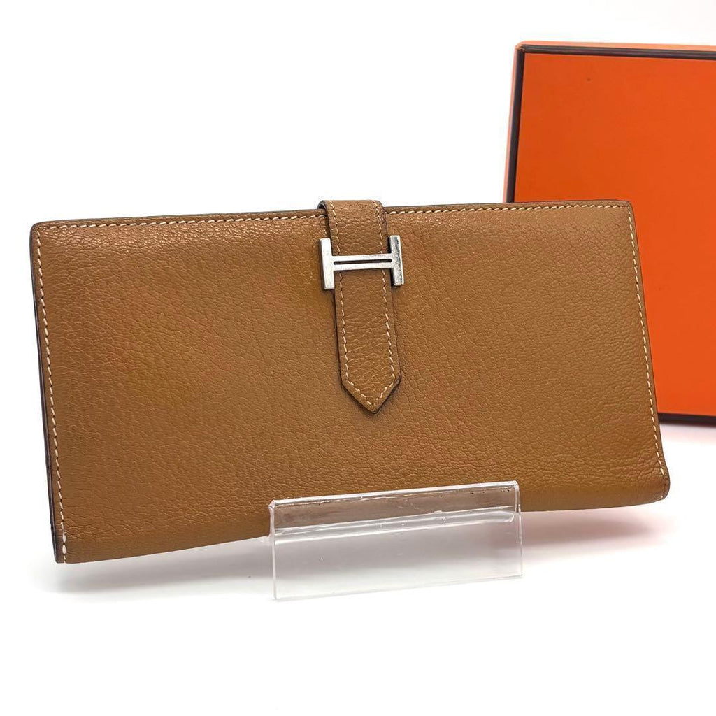 Hermes Bearn Soufflet Classic Wallet Bifold Silver