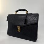 Chanel Bicolor Caviar Leather Business Briefcase Black — view 2