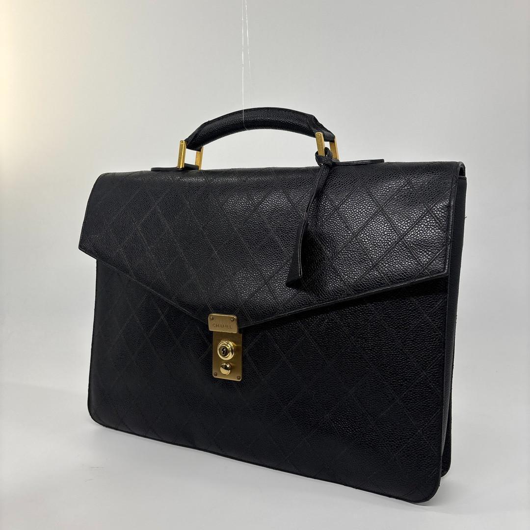 Chanel Bicolor Caviar Leather Business Briefcase Black — view 2