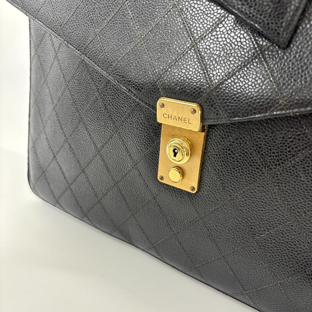 Chanel Bicolor Caviar Leather Business Briefcase Black — view 7